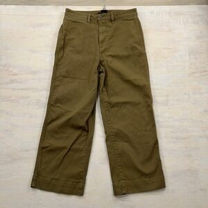 Quince Pants Wide Leg Chino 29 Organic Cotton Cropped Olive Green Womens